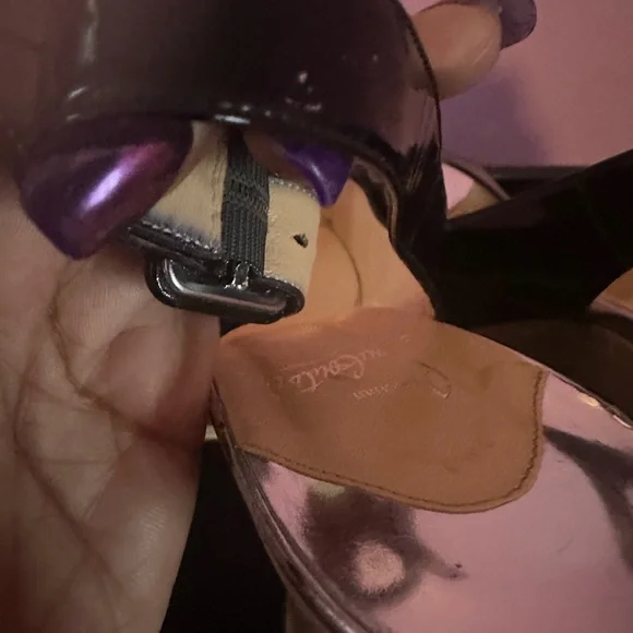 Christian Louboutin Black and Tan Peep Toe Slingback Heels - Picture 4 of 10